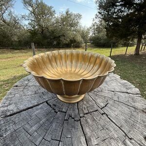Vintage Brass Scalloped Bowl